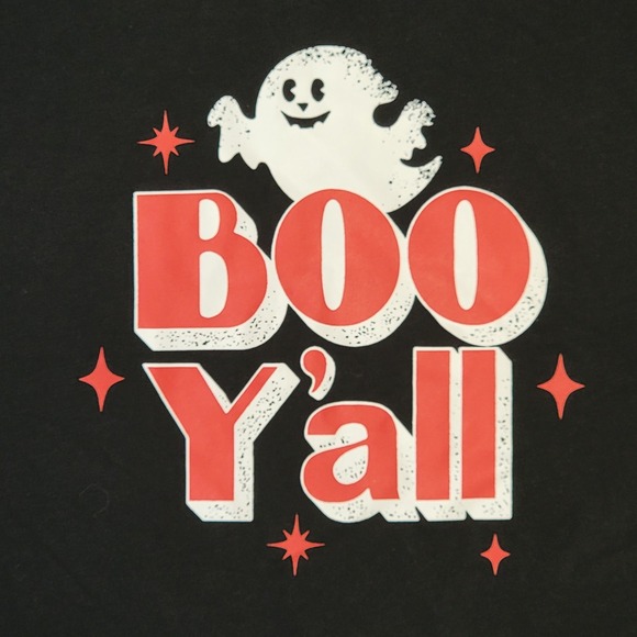 Boo Y'all Halloween Tshirt Maternity Womens Sz XXL Ghost Black Orange Graphic - Picture 2 of 4